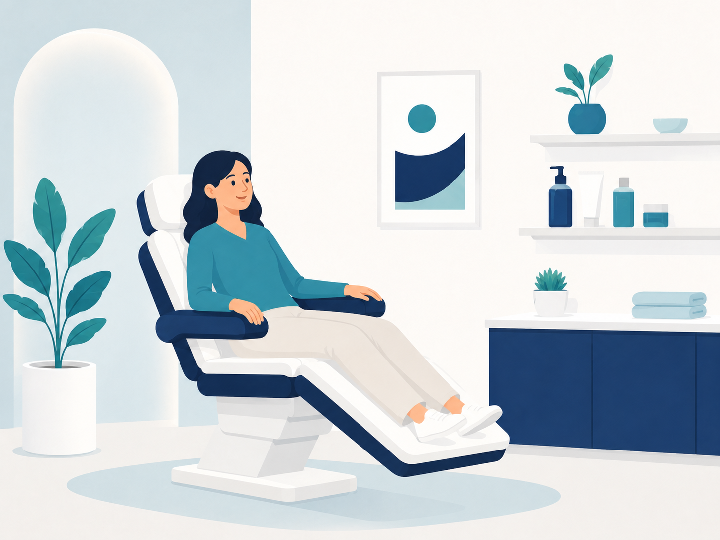 A calm, modern consultation room used for cosmetic surgery evaluation appointments